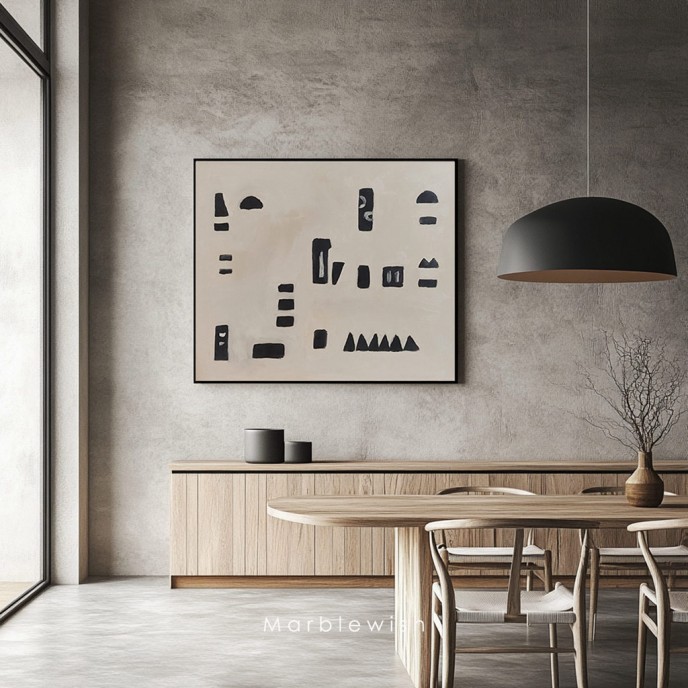 Beige and Black Mid-century Style Wall Art