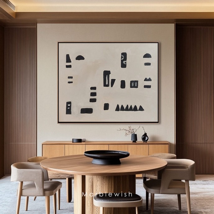 Beige and Black Mid-century Style Wall Art